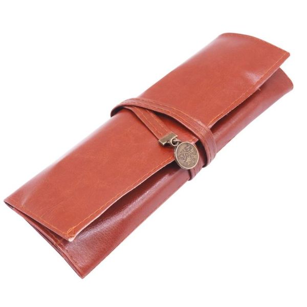 

pcs brown 210*200mm pencil bags volume pen movie 3 fold cases cosmetic bag office stationery school supplies