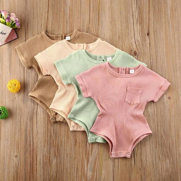 

est baby summer clothing born girls rompers cotton casual striped jumpsuit toddler infant sunsuit with pocket jumpsuits, Blue