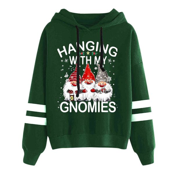 

winter women's christmas hoodies long sleeve green hooded sweatshirts xmas print pullover hoody y1118, Black