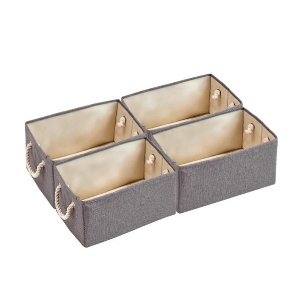 

grey set of 4 living room storage cubes foldable decorative baskets