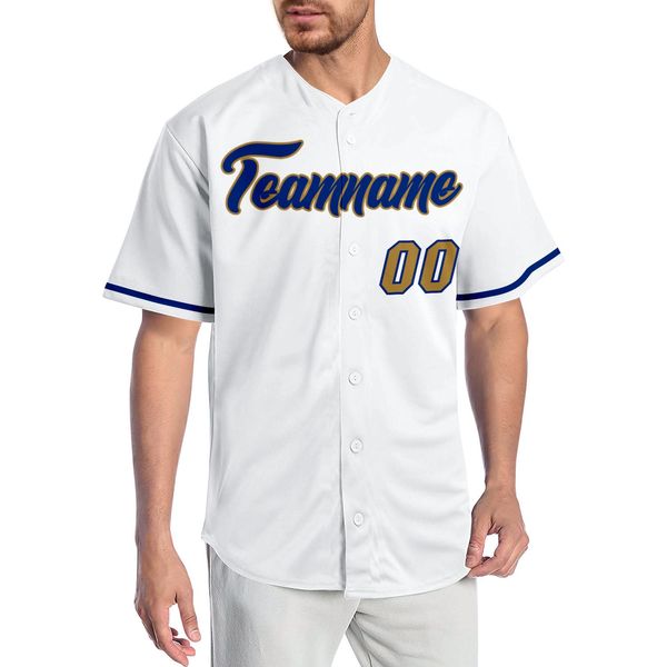 

custom white old gold-royal authentic baseball jersey, Blue;black