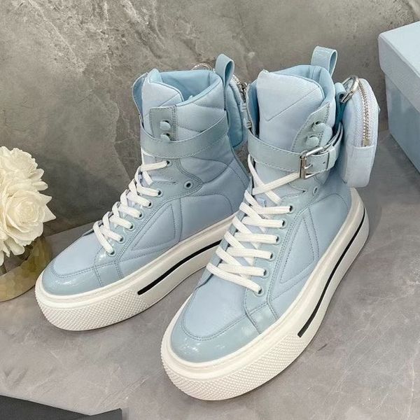 2021 Designer Casual Shoes New Fashion Boot Black Platform Canvas Women Board Retro Dissol Shoe Zero Purse Pocket Round Head Boots With Box