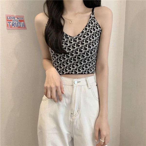 

camisoles & tanks v collar condole belt jacket is built inside summer slim body, small vest bra, for women berrygo crochet top, Black;white