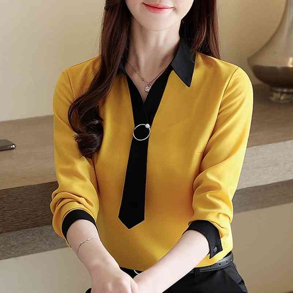 

fashion woman blouses turn down collar office blouse women long sleeve blouse women chiffon blouse blusa feminina c496 210426, White