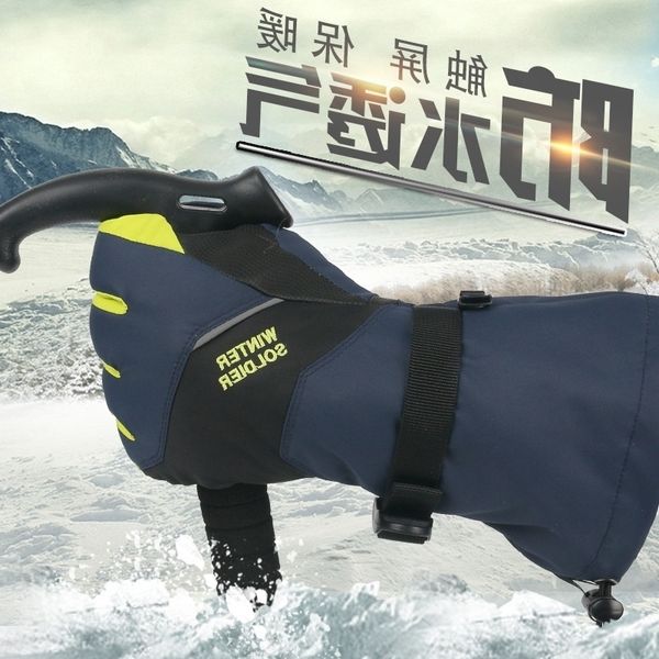 

winter soldier outdoor skiing gloves men's and women's wear-resistant, windproof waterproof extended warm riding gloves, Black
