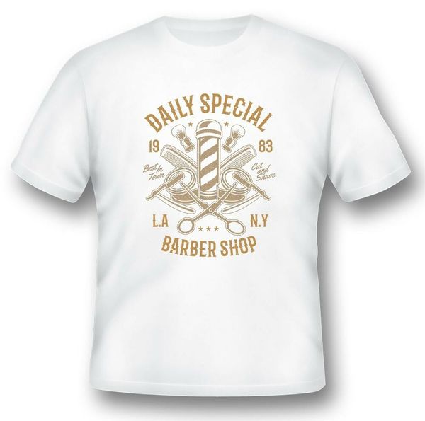 

daily special barber shop tee shirt black or white, White;black