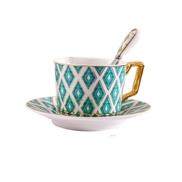 

european ceramic coffee cup creative porcelain gold rim tea set arabic latte cute tazas de cafe be50cu cups & saucers