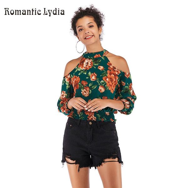 

women's blouses & shirts women chiffon summer 2021 off shoulder floral print blouse lantern sleeve bow shirt, White