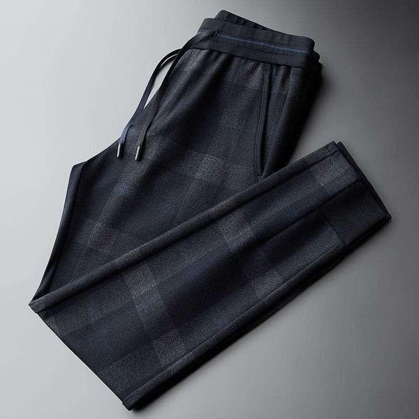 

men's pants high-end quality, light luxury, fashion, spring and autumn plaid casual sports pants, self-cultivation trend, british, Black