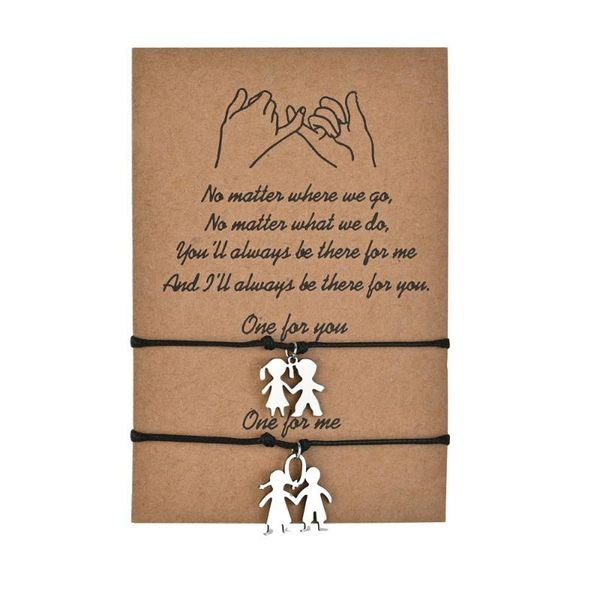 

link, chain 2 pcs a set charm lucky string bracelets guardian angel wish bracelet jewelry women men friendship gifts, Black