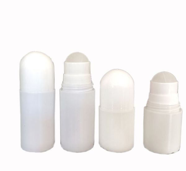 2021 50ml Rolo branco Garrafa de plástico garrafas vazias 50cc Rol-on Ball Garrafa de desodorante Loção de loção de perfume