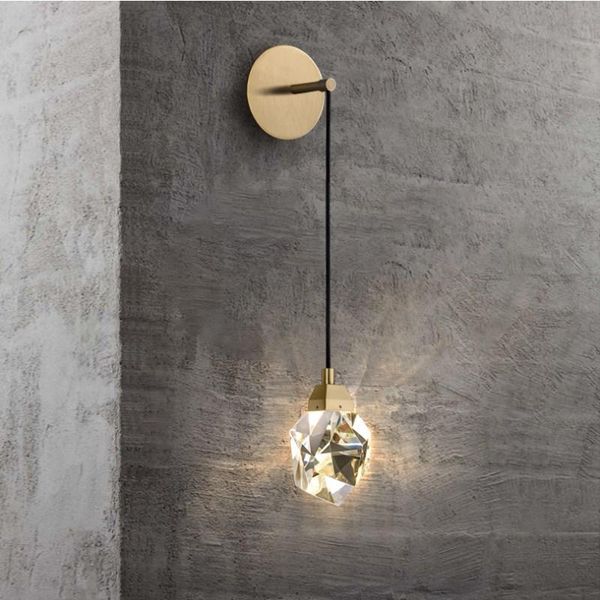 

wall lamp modern minimalist crystal living room bedroom bedsize diamond design copper light sconces