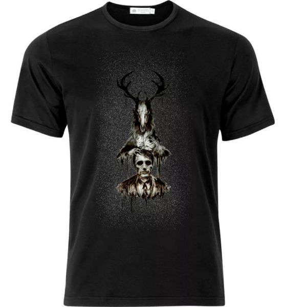 

the stag hannibal lecter t shirt black, White;black