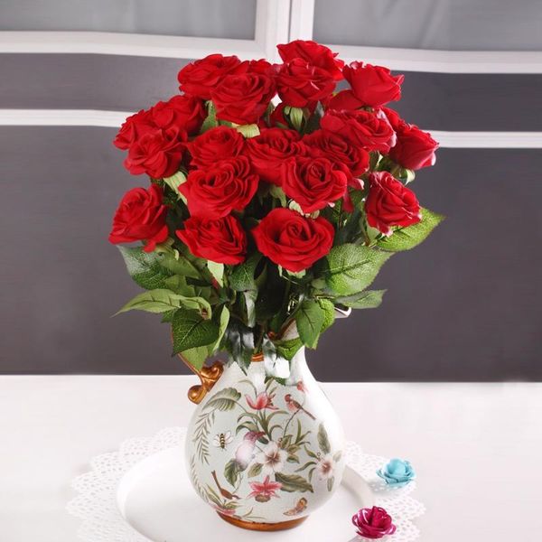 

10pcs/set pu real touch artificial black rose gorgeous latex flower stamens wedding fake decor home party memorial decorative flowers & wrea