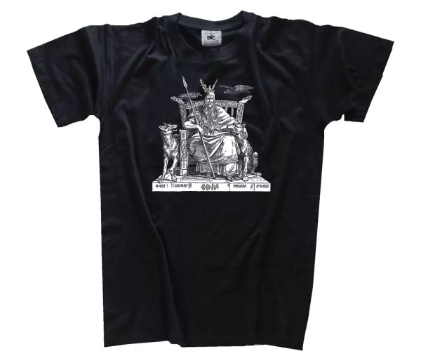 

odin sur thron - hugin munin germanique dÃ©itÃ© t-shirt tailles s-xxxl, White;black