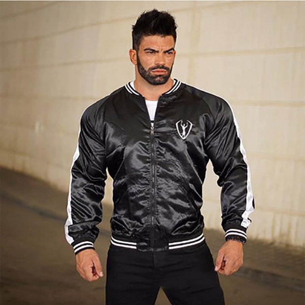 

spring autumn men's fitness jacket casual fashion men cool slim zipper coat youth jackets soft outwear, Black