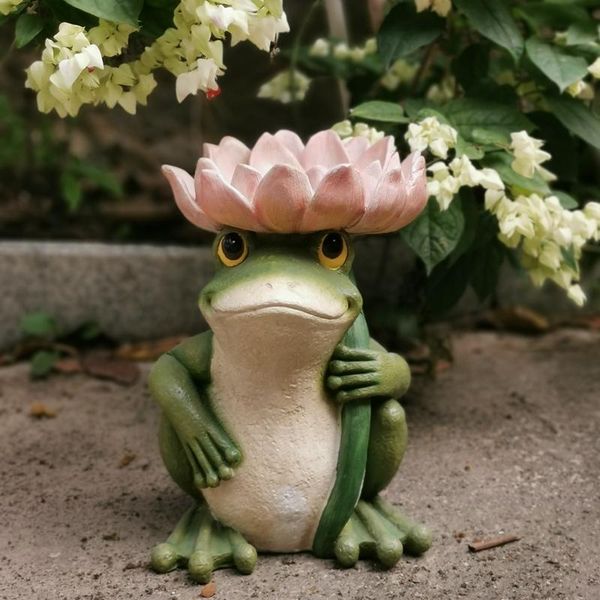

outdoor frog garden decoration sculpture landscape creative bird feeder animal arrangement figurines decorations