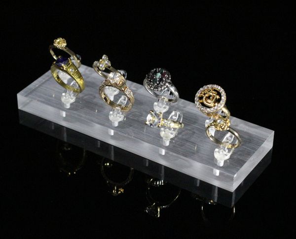 

customized acrylic ring display stand ring clip holder ring organizer clips jewellery tray jewelry display case, Black