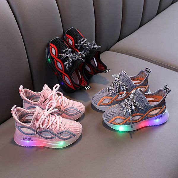 

led baby athletic kids shoes infant sneakers girls boys children footwear summer casual toddler running shoe b7685, Black