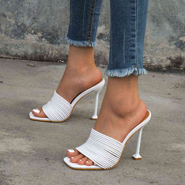 

slippers thin high heels women outdoor casual shoes summer sandals slides luxury designer party 42 220308, Black