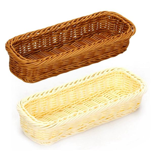 

storage baskets 2 pcs square rattan bread basket,for fruit/food/fork spoon knife storage,for restaurant wedding table decoration
