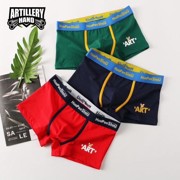 

underpants 2021 men's cotton waist plus size underwear trend personality solid color comfortable young boyshort, Black;white