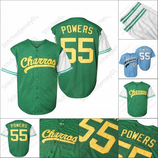 

men 55 kenny powers charros movie baseball jersey stitched mens women youth, Black