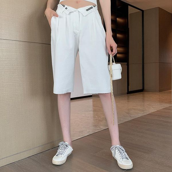 

women's pants & capris [ewq] 2021 summer england style straight wide-leg pnats simple fashion trend ladies cycling slacks qv817, Black;white