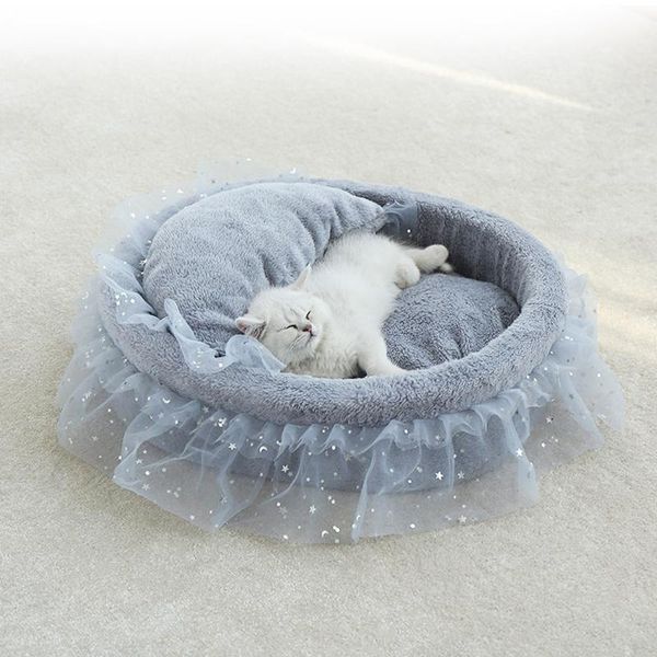 

soft cat bed sofa lace princess pet mat bedding kennels nest cushion puppy house for cats sleeping supplies beds & furniture
