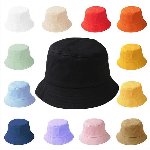 

solid bucket hat women men panama for child cotton casual fishermans hats outdoor sunscreen hip hop sun caps, Blue;gray