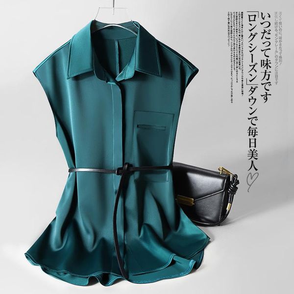 

women's blouses & shirts satin shirt 2021 summer silk women 21-973, White