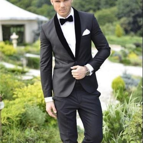 

men's suits & blazers velvet shawl lapel handsome black men wedding slim fit tuxedos groom 2 piece (jacket+pants)a90 prom ylpw, White;black