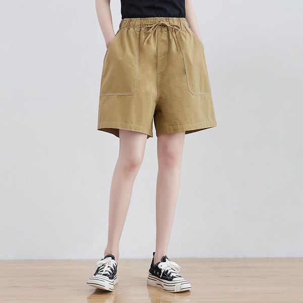 

women's shorts fashion cotton retro high waist slim casual short pants comfortable loose straight summer tooling, White;black