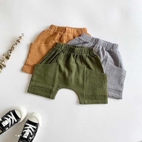 

shorts casual baby woven cotton fashion summer children boys girls harem short pants trousers kids knee length, Black