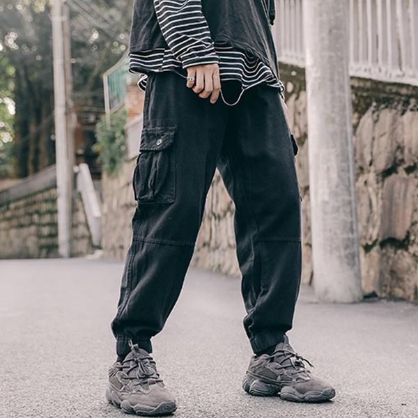 

men's pants cargo men 2021 hip hop streetwear jogger pant fashion trousers multi-pocket casual joggers sweatpants m-5xl, Black