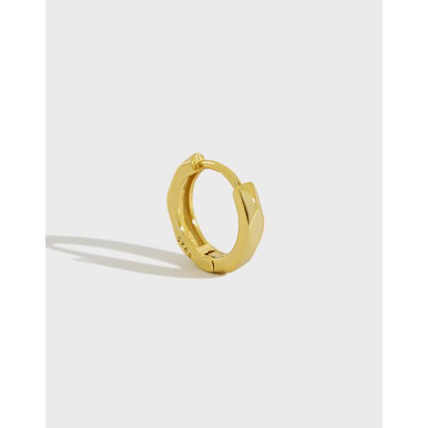 

1 pc 100% real 925 sterling silver hoop earrings for lady korea ins rhombus circle small round earring fine jewelry yme572, Golden;silver