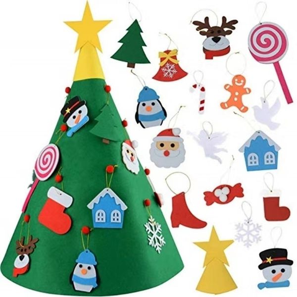 

felt children's diy three-dimensional christmas tree decoration pendant 2021 new printing pendant