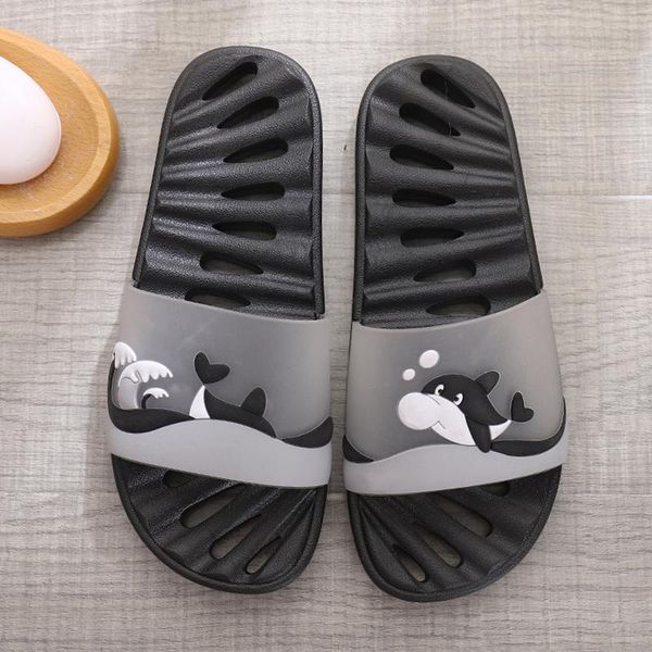 

bathing slippers women hollow slides for lovely cartoon ladies summer 2021 massage home, Black