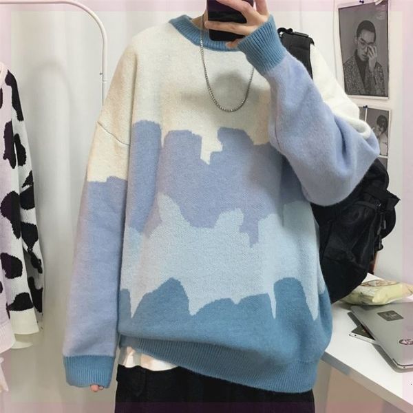 

men's sweaters yasuguoji new men harajuku color blocked sweater sweaters korean casual wear vintage couple clothes cbnx, White;black