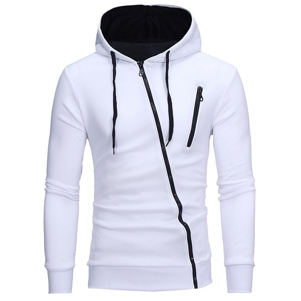 

tracksuit Men's hooded hoodie long-colored contrast hoodies with diagonal thin pullover tops, Gray