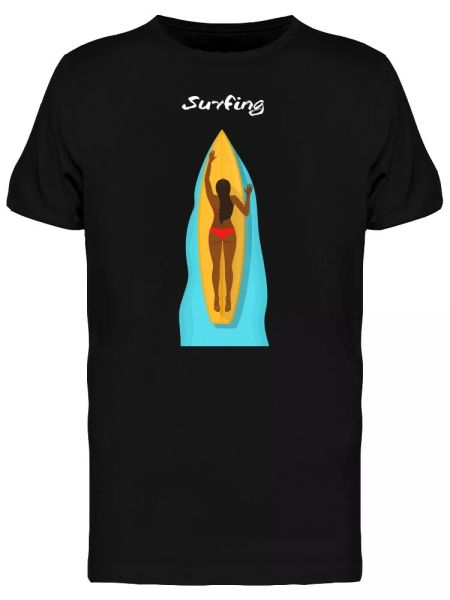 

surfing woman cartoon men's tee -image by shutterstock, White;black