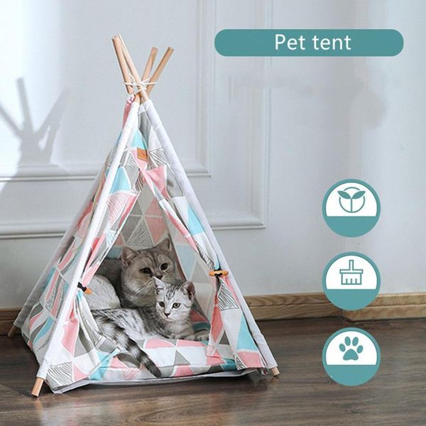 

cat beds & furniture pet tent kennel removable canvas dog mat supplies