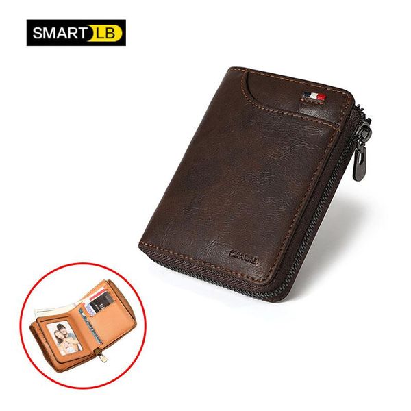 

smart lb small men wallets short men's wallet genuine leather ziper purse for male coin, Red;black
