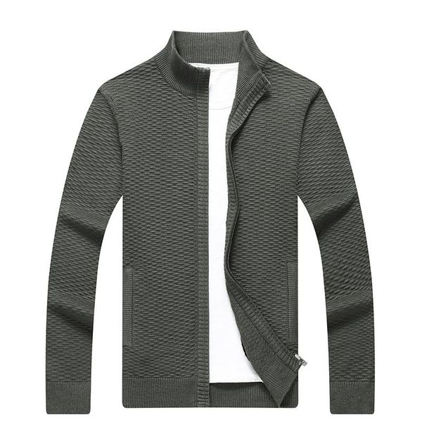 

men's sweaters 2021 autumn and winter solid color stand collar sweater youth fashion twist knitted cardigan, White;black