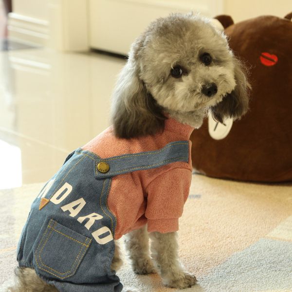 

dog cloth autumn letter printing cowboy suspenders pet spring and teddy small dog
