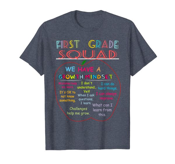 

first grade squad, we have a growth mindset t-shirt, White;black