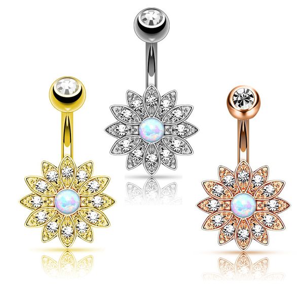 

loop opal navel ring puncture ornaments, Silver