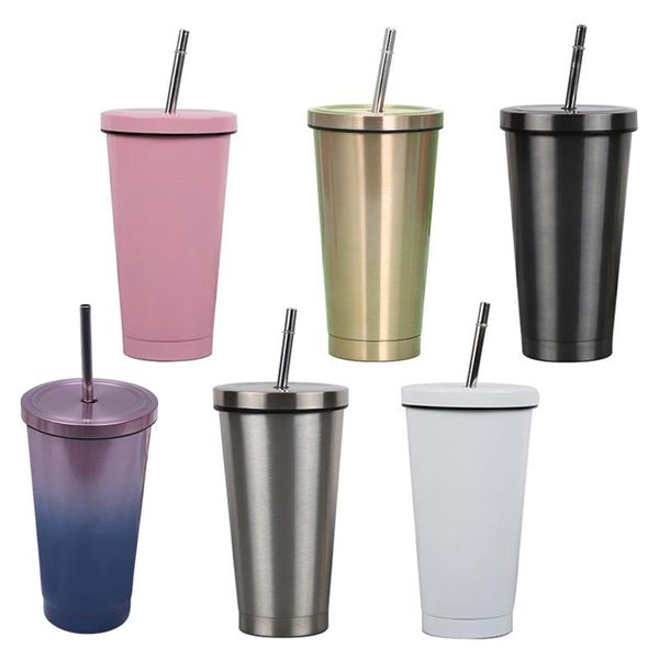 

mugs insulated mug with lid stainless steel coffee drink straw travel cup vacuum flask metal tumbler beer tea