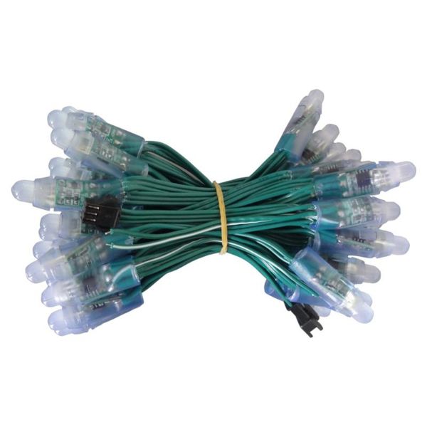 

50pcs/string ws2811 12mm 1 led pixel module f8 rgb node smdip68 waterproof green string round outdoor advertising modules