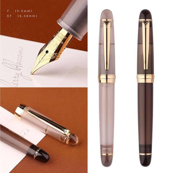 

fountain pens majohn s7 resin pen matte transparent/brown large-capacity dropper filling 0.38/0.5mm iraurita nib ink gift set